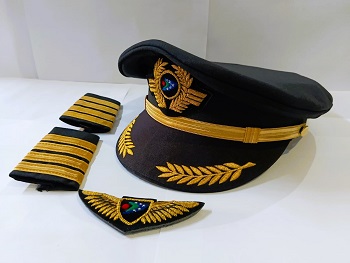 US-BANGLA Captain Hat Apulates Wings for Men & Women three pcs package PILOT0019