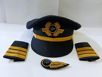 US-BANGLA First Officer Hat Apulates Wings for Men & Women three pcs package PILOT0015