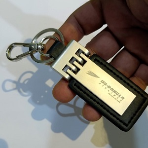 Unique design Black Leather Metal for Car / Bike / Office keyring KR003