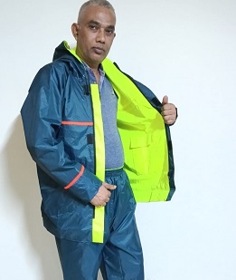 100% Waterproof Reflective Raincoat Rain suit with Trouser (1 Set) RS003
