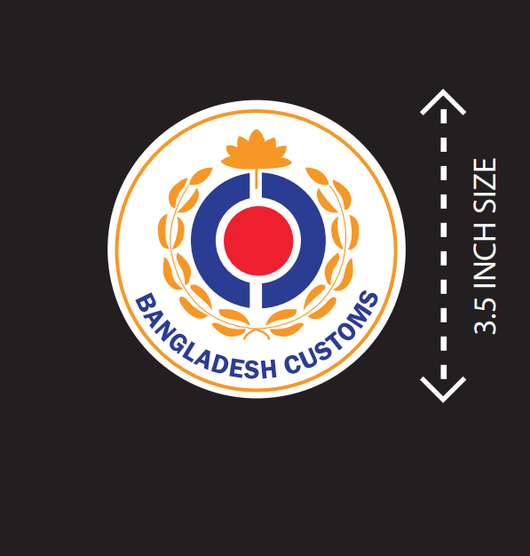 100% Waterproof Bangladesh Customs Logo Sticker MOQ 2 PCS STK003