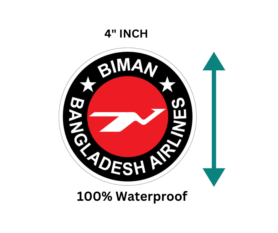 Inside the glass / private car i.e. front part Glue 100% Waterproof Biman Logo Sticker MOQ 2 PCS STK016
