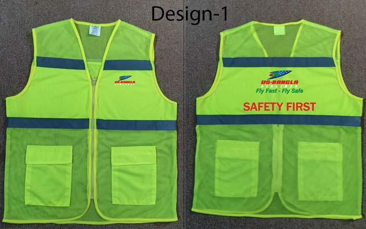 Exclusive Collection US-BANGLA Department Green Yellow Semi Net Apron Two Pockets 02 Design APR034