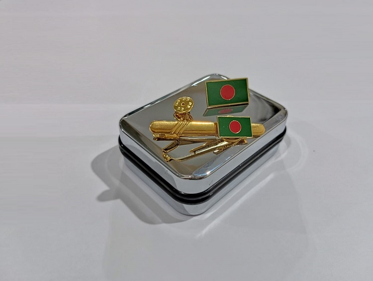 Exclusive Collection Bangladesh Flag 100% Brass (পিতল) Tie Clip and Coat pin set EBM002