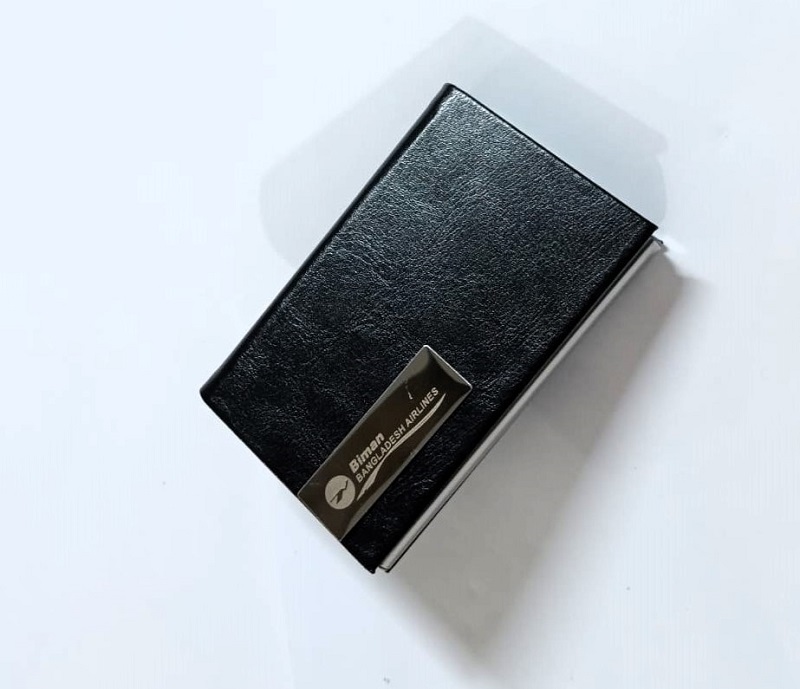 Unique design Black Leather Business Card Holder with Magnetic Buckle Stainless Steel Business Card Case Credit Card ID Name Card Sleeve for Men Women CARDBOX002