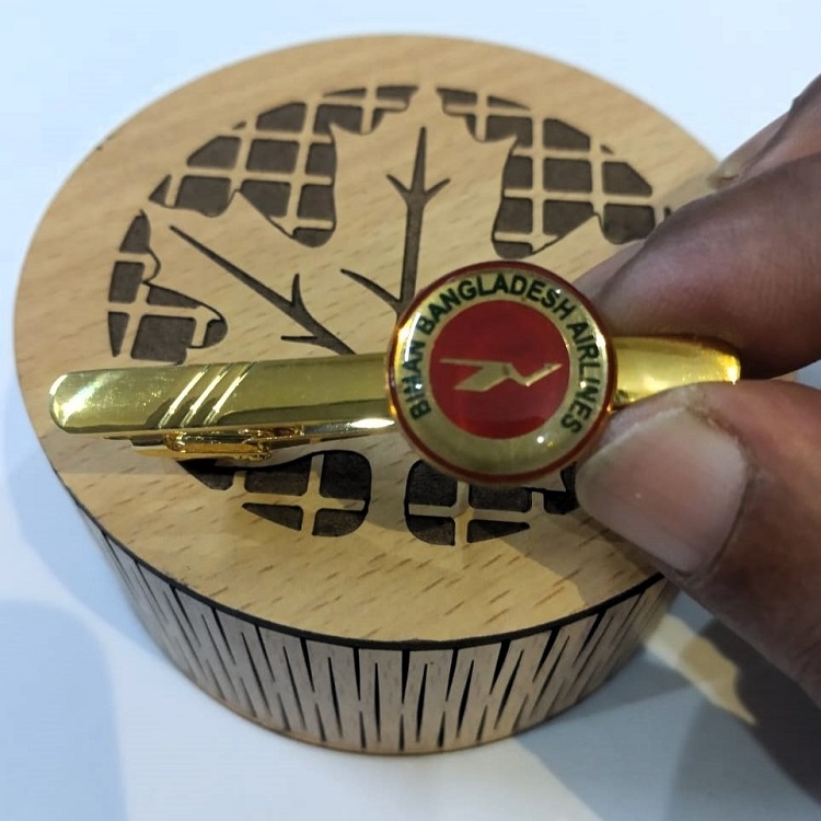 Biman Tie Clip in Brass and lamination with Box CT001