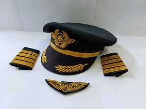 Biman Bangladesh Airlines Captain Hat Apulates Wings for Men & Women three pcs package PILOT003