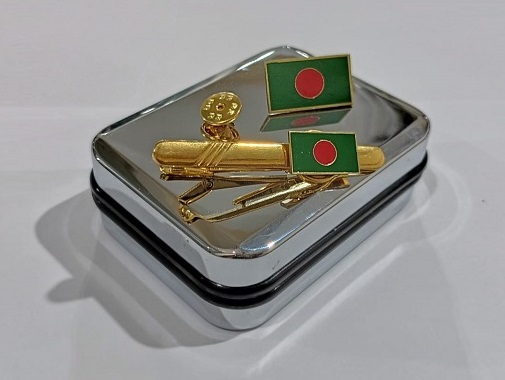 Exclusive Collection Bangladesh Flag 100% Brass (পিতল) Tie Clip and Coat pin set EBM002