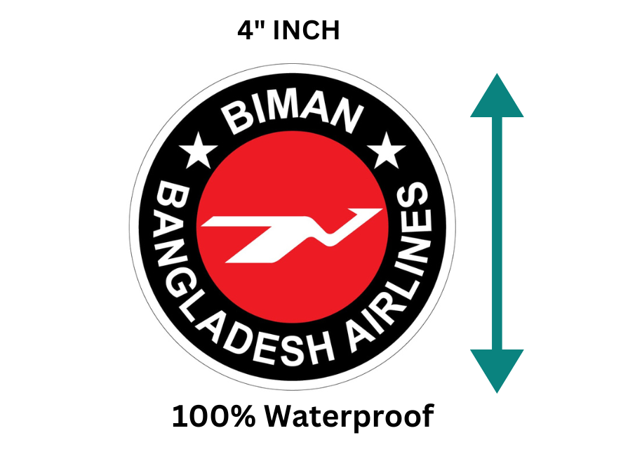 Inside the glass / private car i.e. front part Glue 100% Waterproof Biman Logo Sticker MOQ 2 PCS STK016